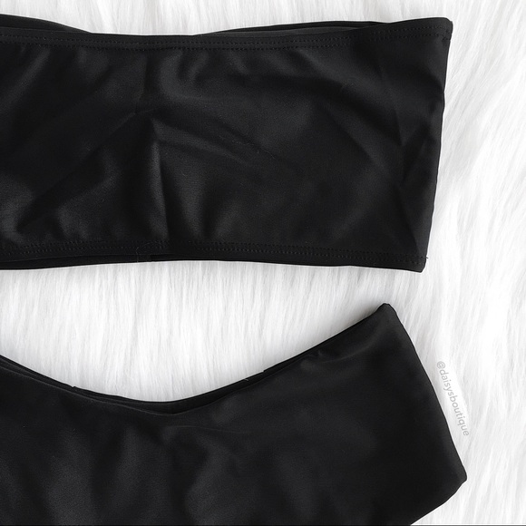 ❤️CLEARANCE❤️ black high wasted bandeau bikini set - Picture 4 of 5